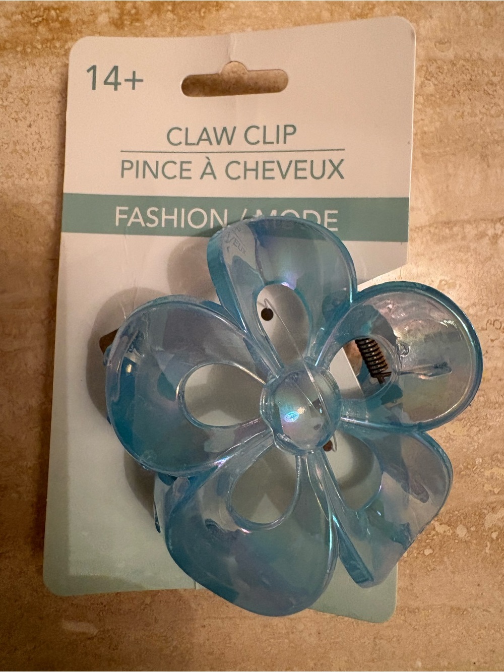 Iridescent Blue Flower Hair  Hawaiian Style Claw Clip